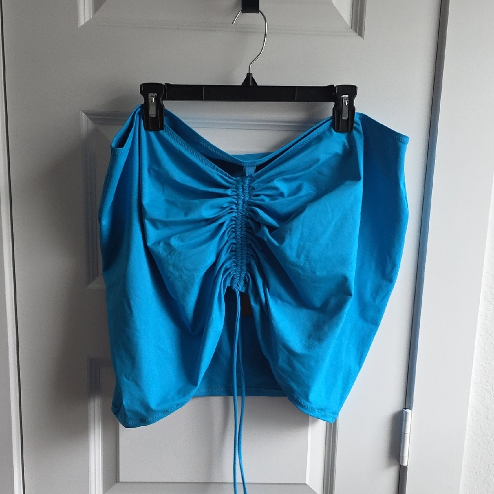 SKIMS Blue Ruched Adjustable Swim Skirt 4X